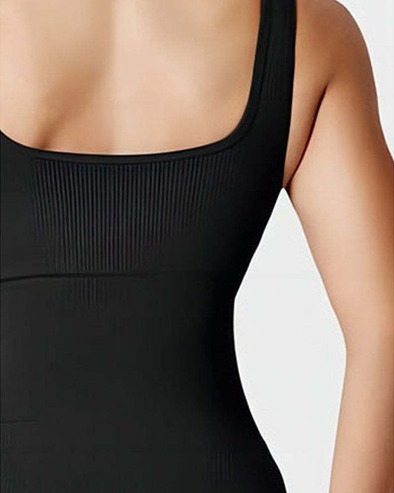 Women's Bodysuits Sexy Ribbed Square Neck Sleeveless Tank Tops Bodysuits