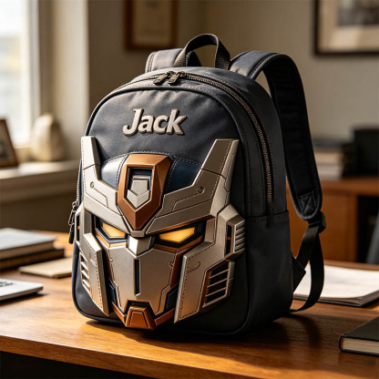 Personalized mecha helmet themed backpack