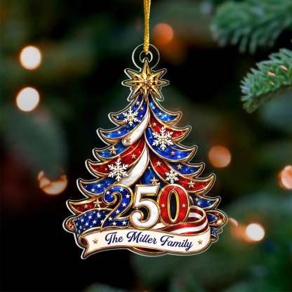 Ornament Patriotic Christmas Tree 250 - Personalized Acrylic Ornament