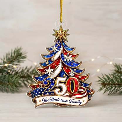 Ornament Patriotic Christmas Tree 250 - Personalized Acrylic Ornament