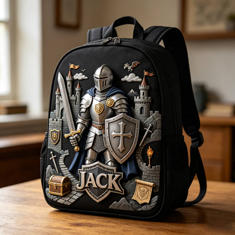 Personalized knight-themed backpack