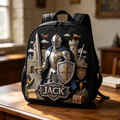 Personalized knight-themed backpack