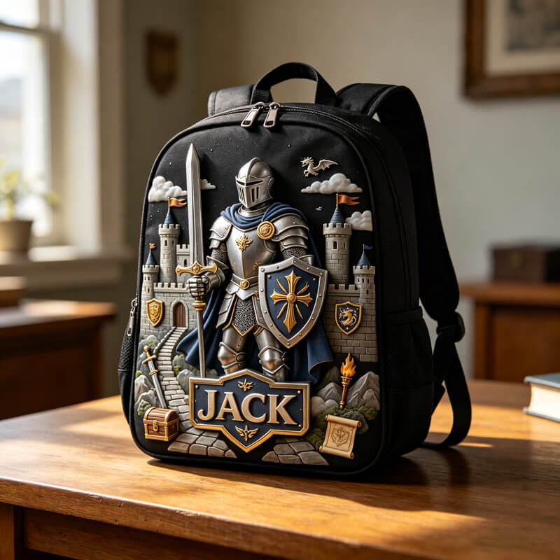 Personalized knight-themed backpack