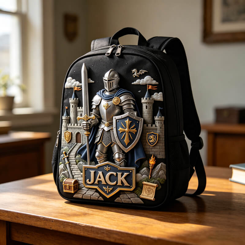 Personalized knight-themed backpack