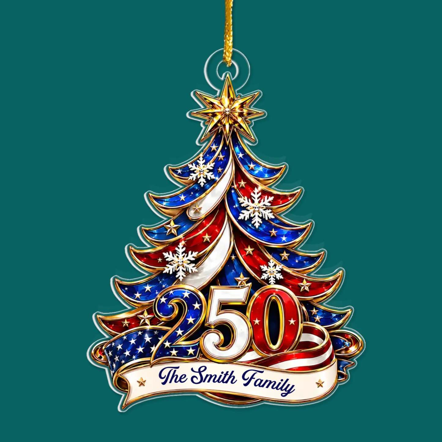 Ornament Patriotic Christmas Tree 250 - Personalized Acrylic Ornament