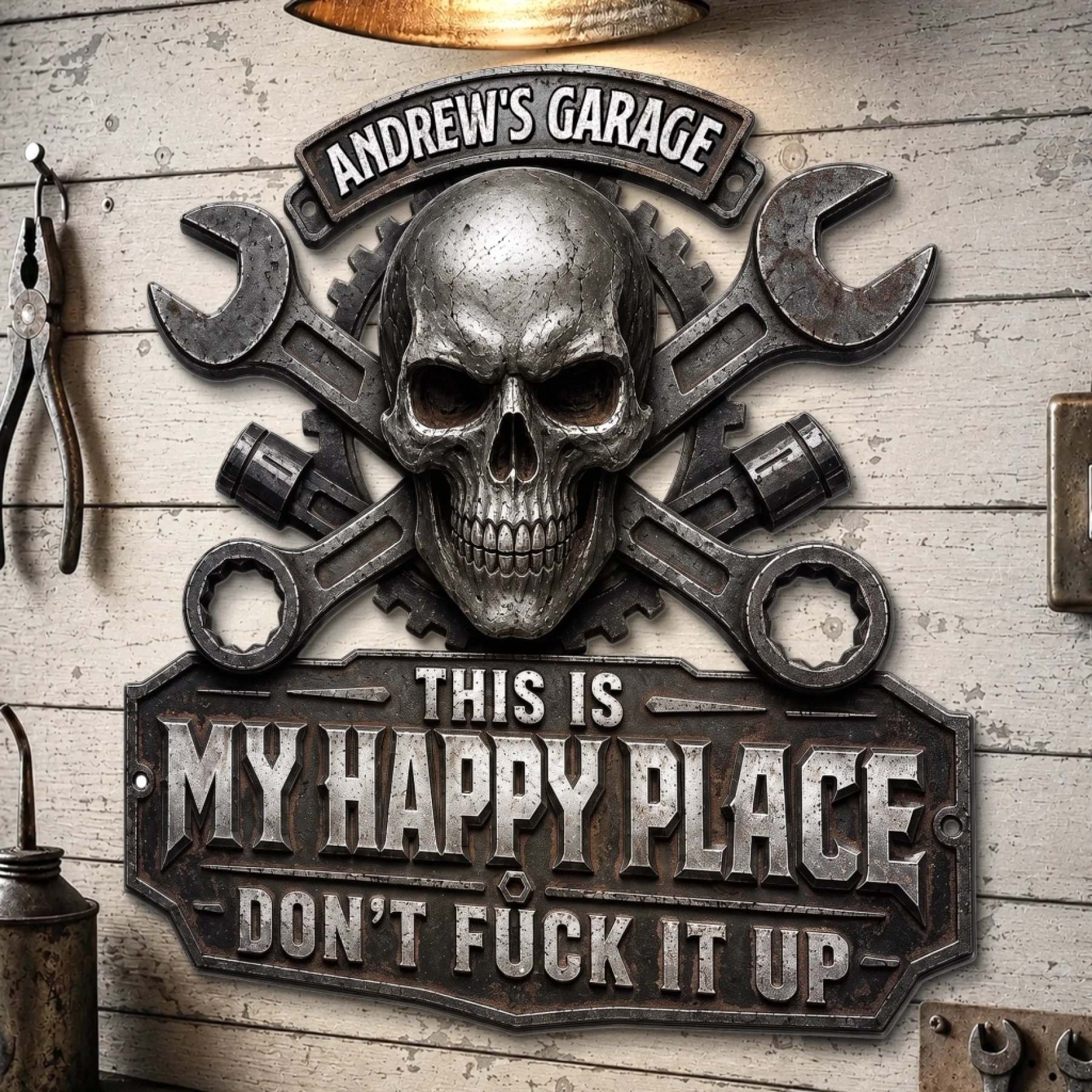Custom Shaped Metal Sign - This Is My Happy Place