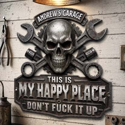 Custom Shaped Metal Sign - This Is My Happy Place