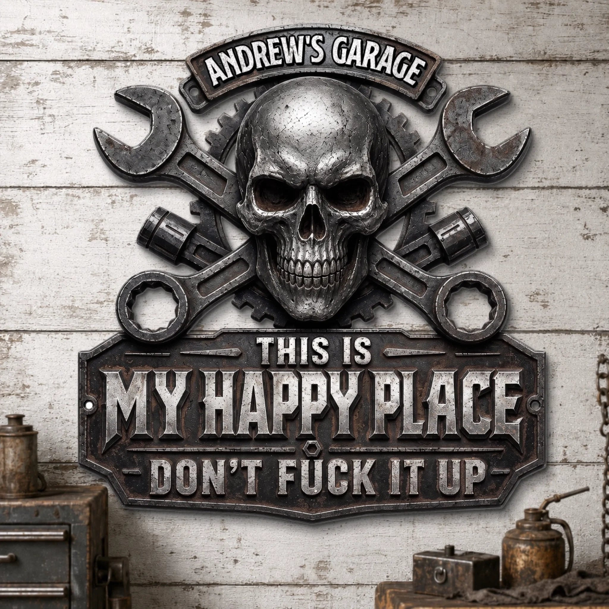 Custom Shaped Metal Sign - This Is My Happy Place