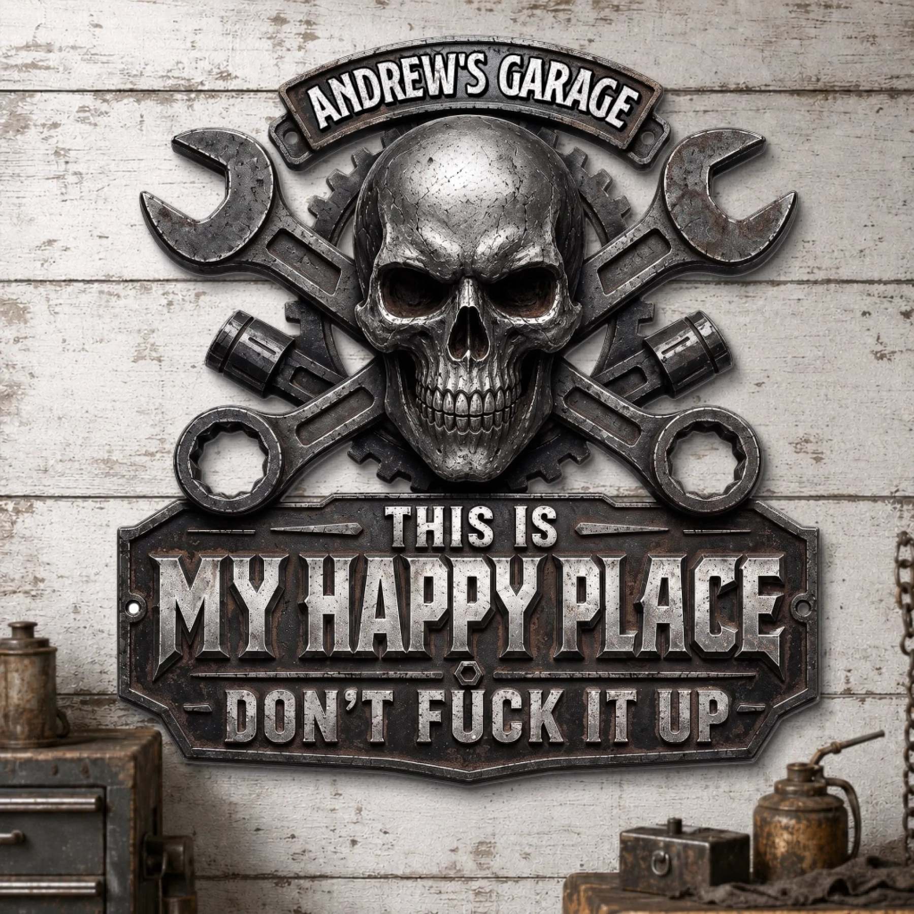 Custom Shaped Metal Sign - This Is My Happy Place