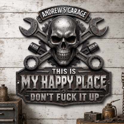 Custom Shaped Metal Sign - This Is My Happy Place