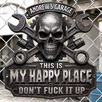 Custom Shaped Metal Sign - This Is My Happy Place