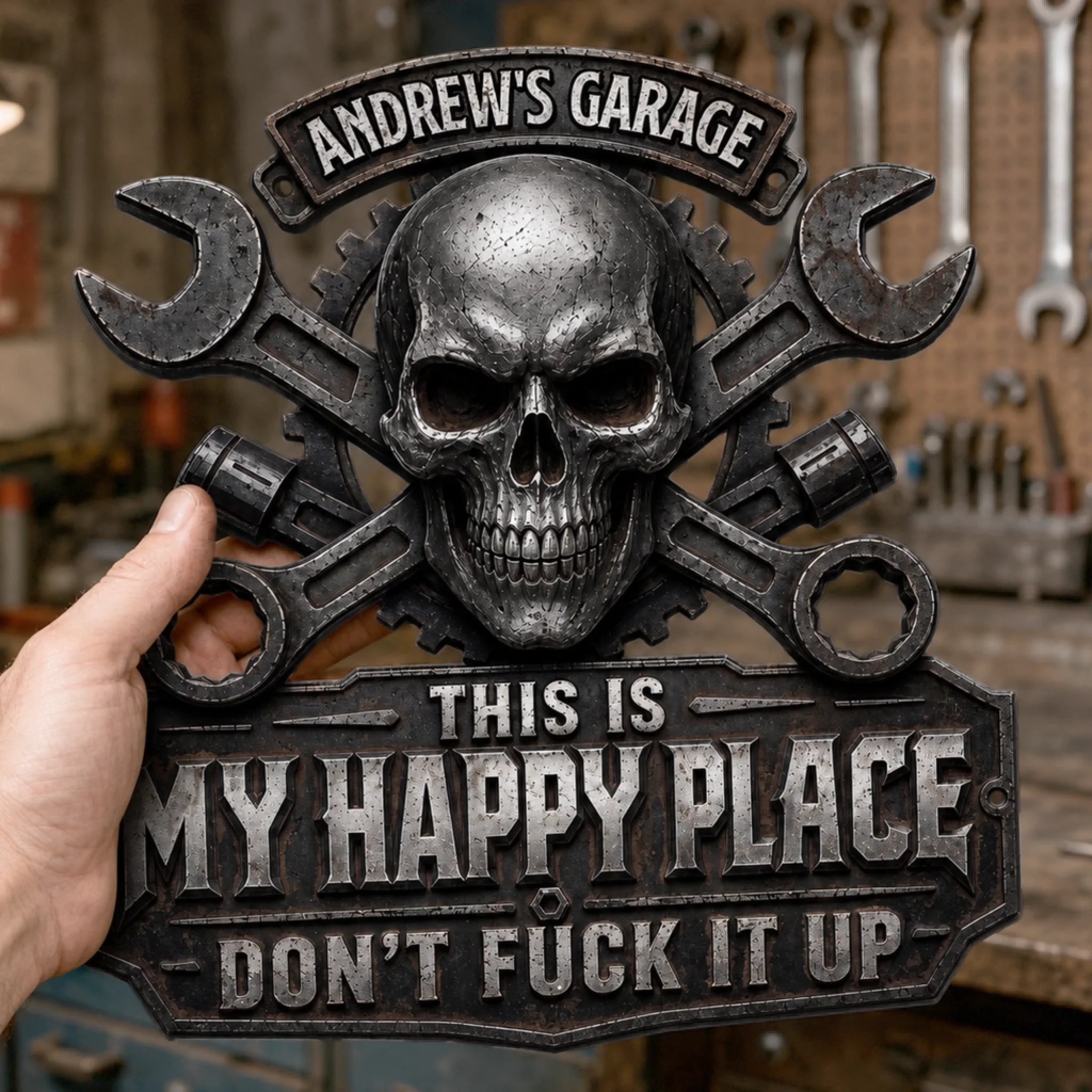 Custom Shaped Metal Sign - This Is My Happy Place
