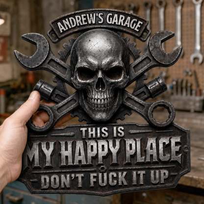 Custom Shaped Metal Sign - This Is My Happy Place