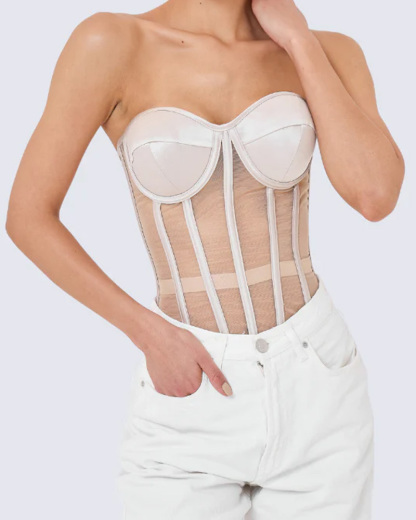Breast-Covering Mesh Sexy Corset