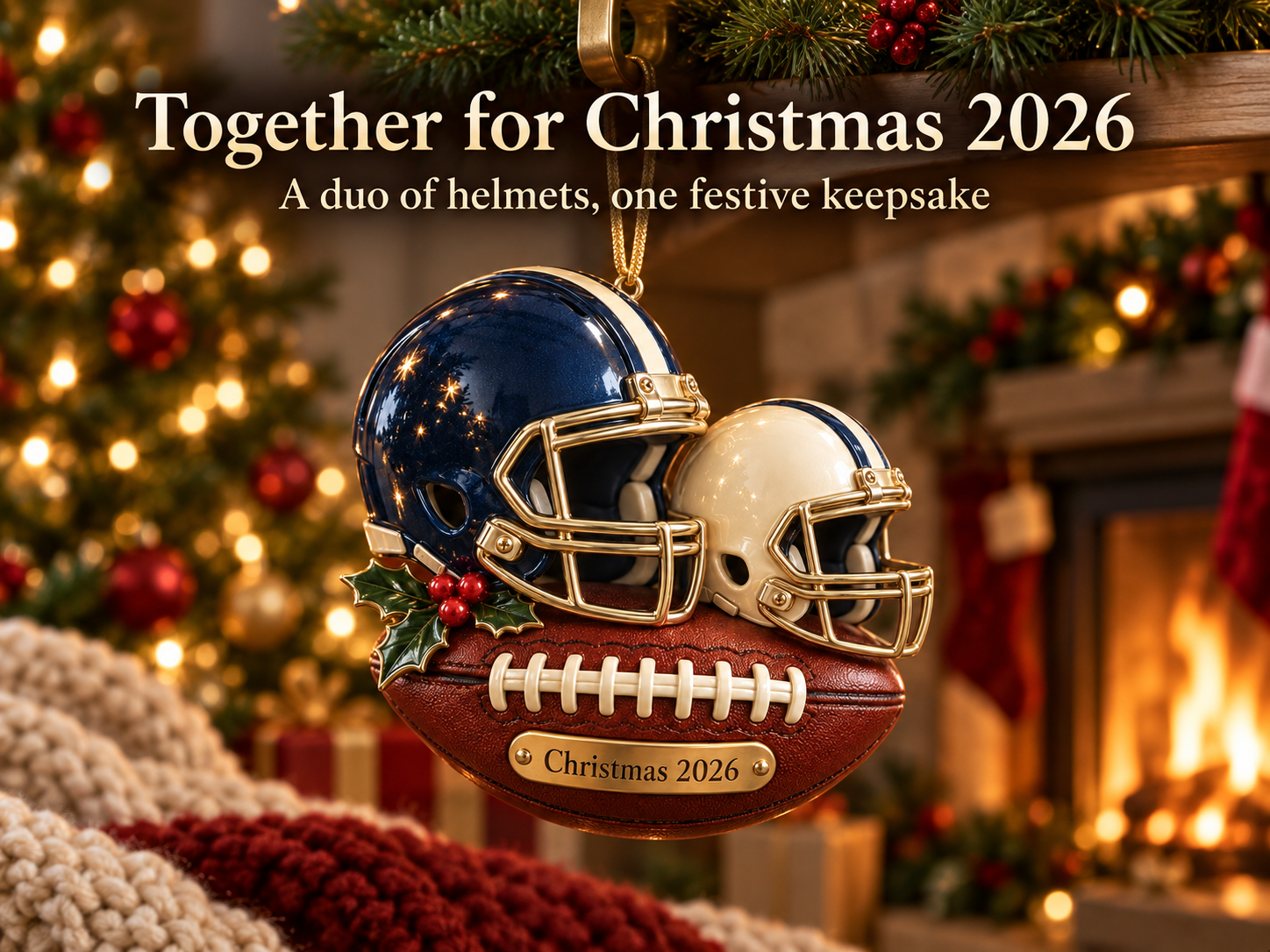 Football Christmas ornament collector presentation