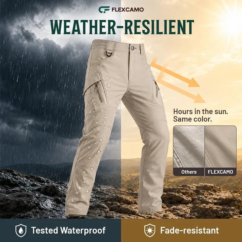 FlexCamo - Men's 9-Pocket Straight Fit Tactical Waterproof Pants - Camo Colors