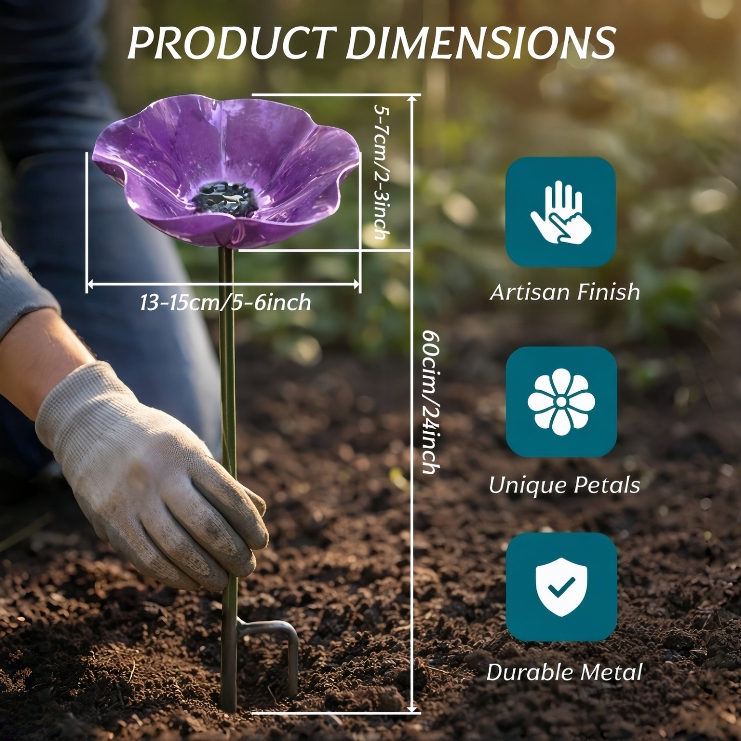 Handmade Metal Flower Bird Bath & Pollinator Water Station