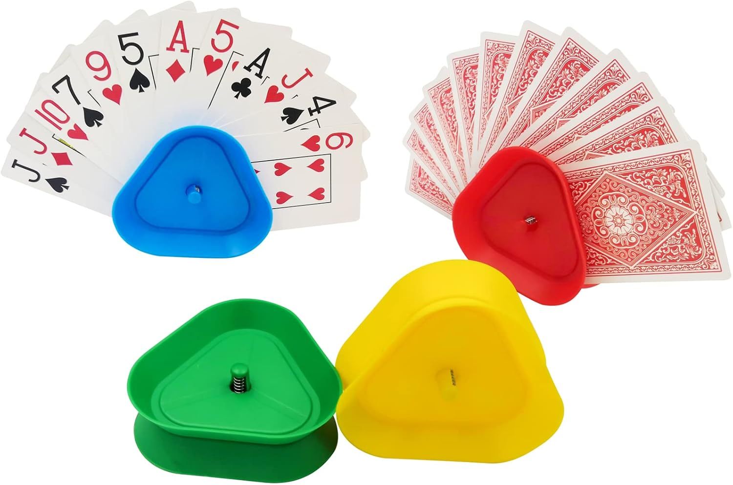 Yuanhe Playing Card Games Holder - 4Pack Little Hands Cards Tray for Kids, Seniors,Hands Free Cards Holders for Cards Game, Poker Parties, Family Card Game Nights