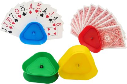 Yuanhe Playing Card Games Holder - 4Pack Little Hands Cards Tray for Kids, Seniors,Hands Free Cards Holders for Cards Game, Poker Parties, Family Card Game Nights