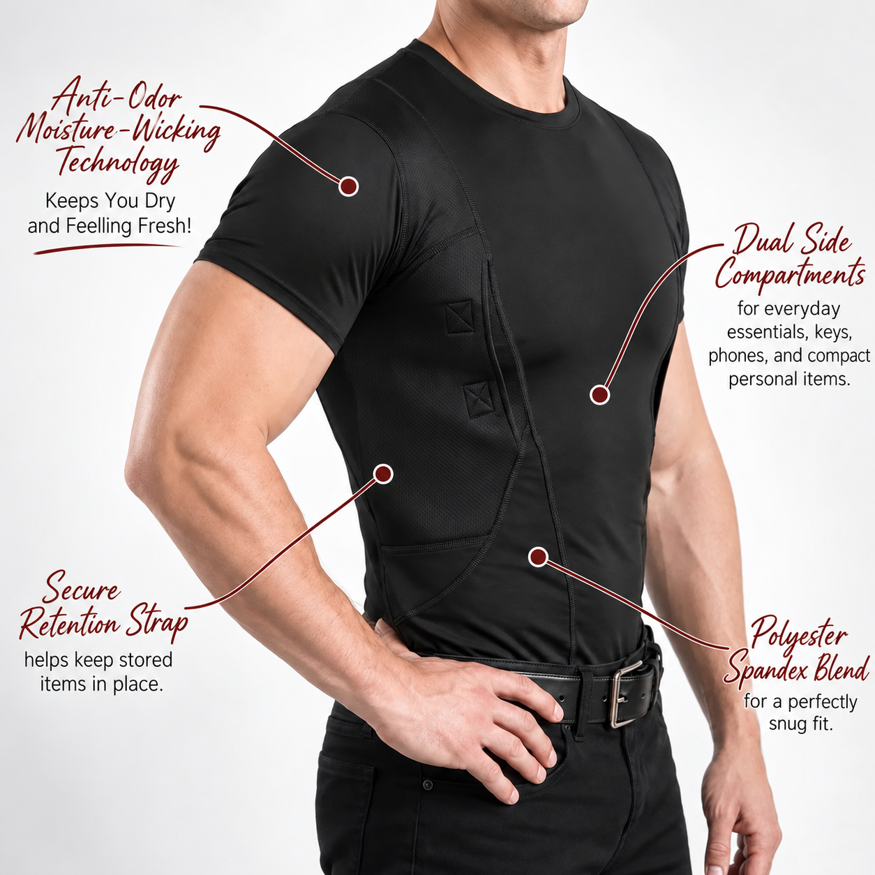Dual-side compression shirt feature overview