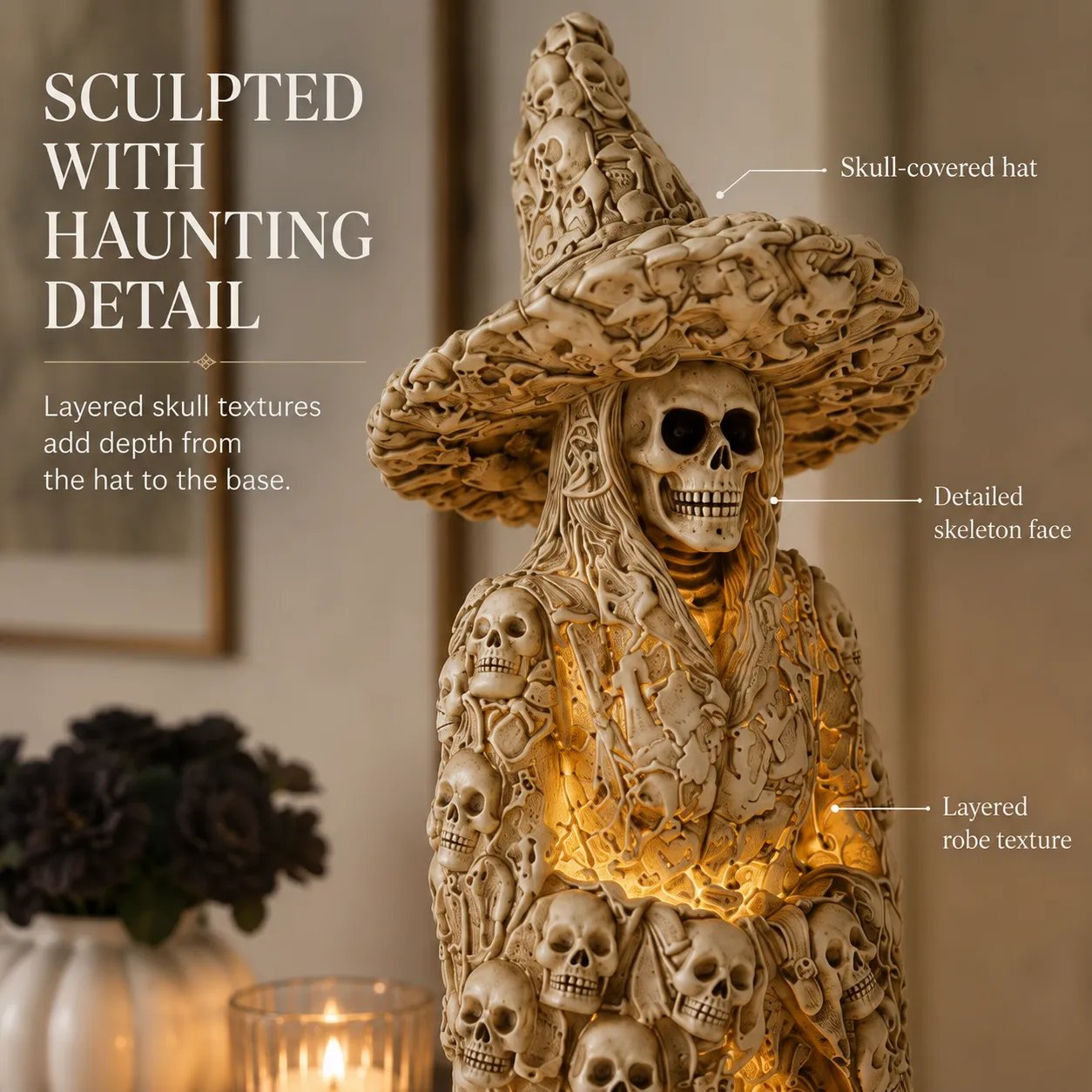 Detailed skull witch hat and robe texture
