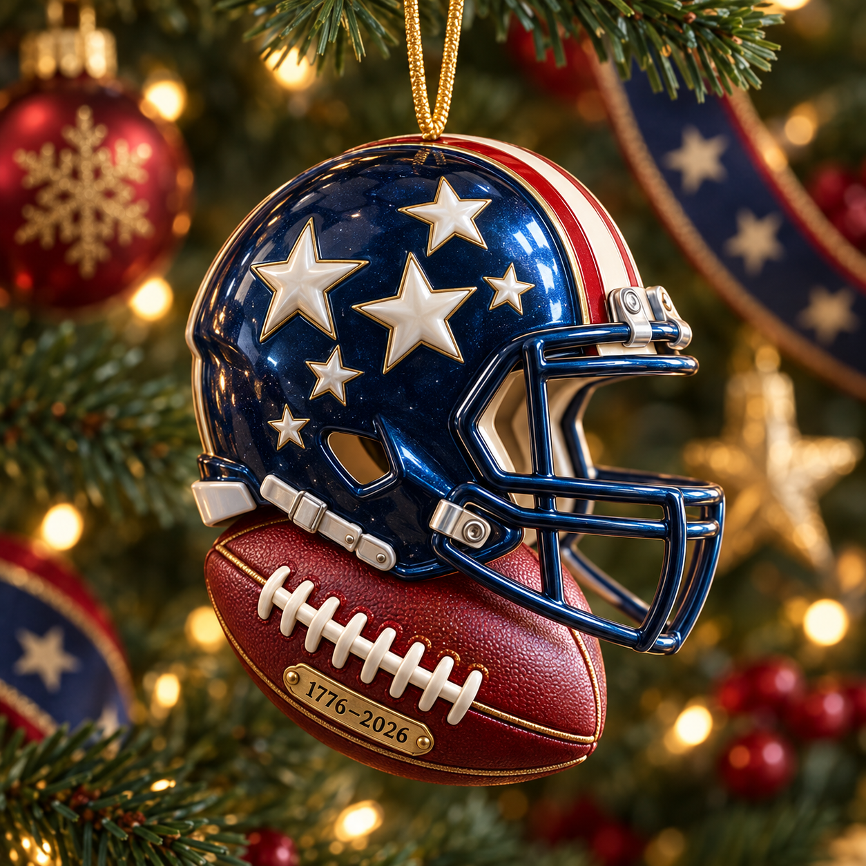 USA Stars and Stripes Helmet Ornament