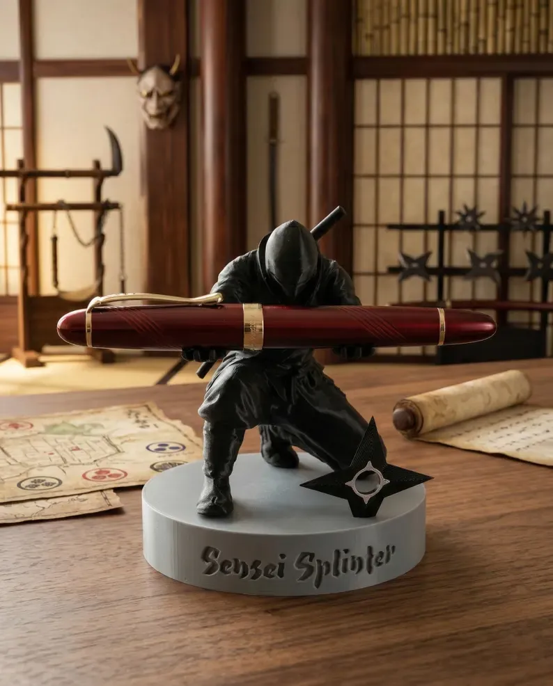 Ninja Warrior Pen Holder With Sword and Weapon Accessories