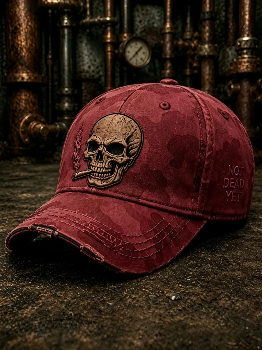 Retro Skull Art Print Casual Baseball Cap