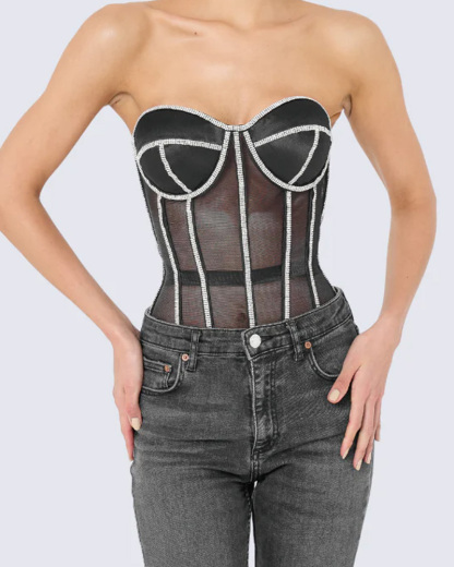 Rhinestone Mesh Sexy Restraint Belt