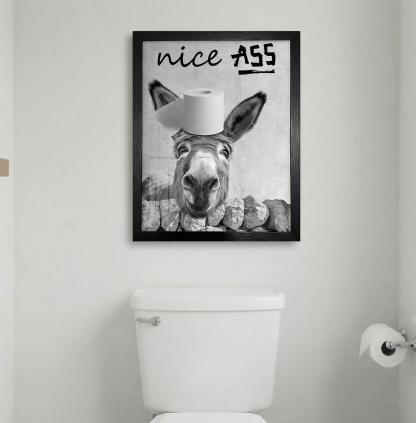 🚽Funny Bathroom Wall Art - "Nice Ass" Donkey Print