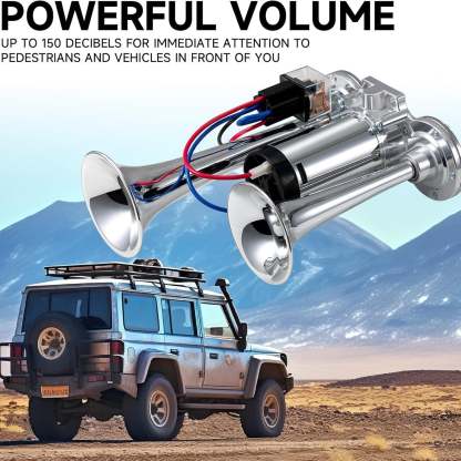 🔥LAST DAY 49% OFF - 🚗🔧2026 Upgraded 12V Dual Air Horn Kit – 130DB Super Loud Dual Horn with Compressor for Cars. Trucks. SUVs. Boats & More(✨Includes installation manual and video guide)