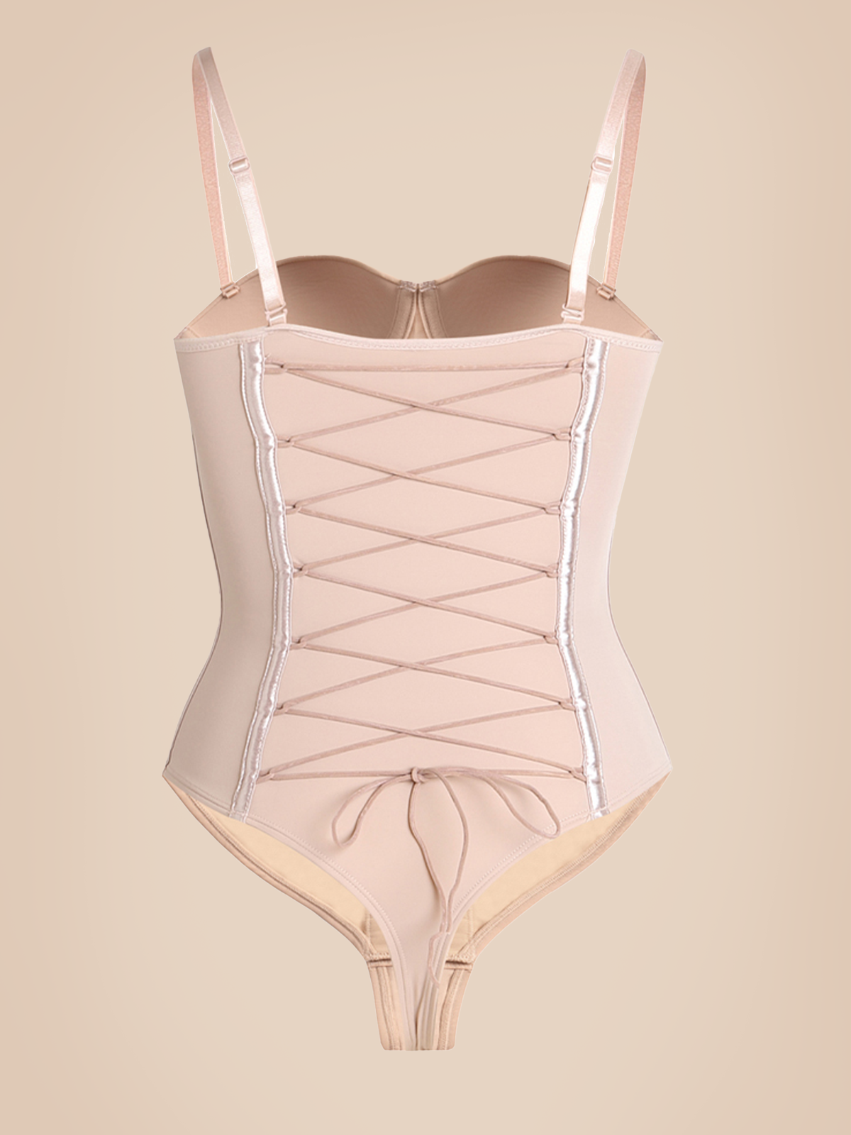 Back Lace-up Thong Seamless Shapewear Bodysuit