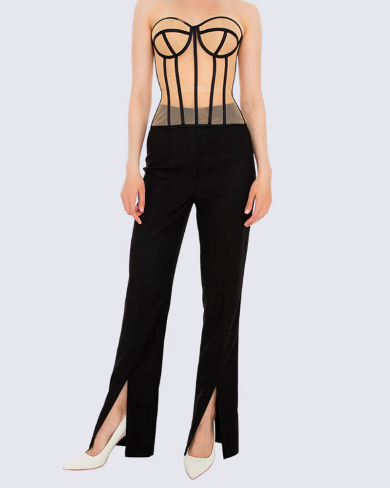 Retro Mesh Color Block Corset