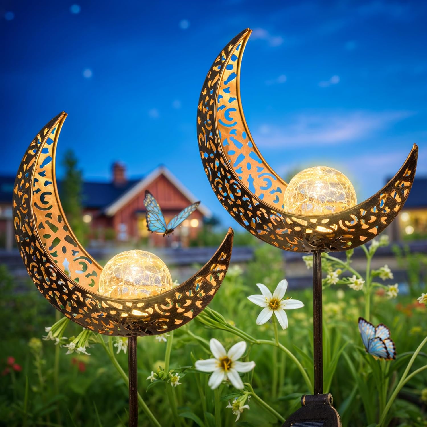 Homeimpro Moon Solar Lights Outdoor Garden Decor Gifts for Mom Women,Waterproof Stakes Yard Decorations for Lawn, Patio Accessories, Backyard Ornaments Birthday Gifts Mother Grandma (Bronze)