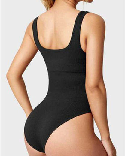 Women's Bodysuits Sexy Ribbed Square Neck Sleeveless Tank Tops Bodysuits