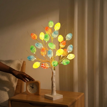 2FT Lighted Birch Egg Tree with 24 Colorful Eggs