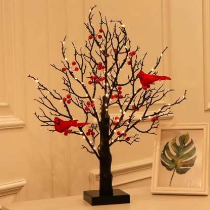 ✨Piece Set of Vintage Glowing Tree with Cardinals, Berries