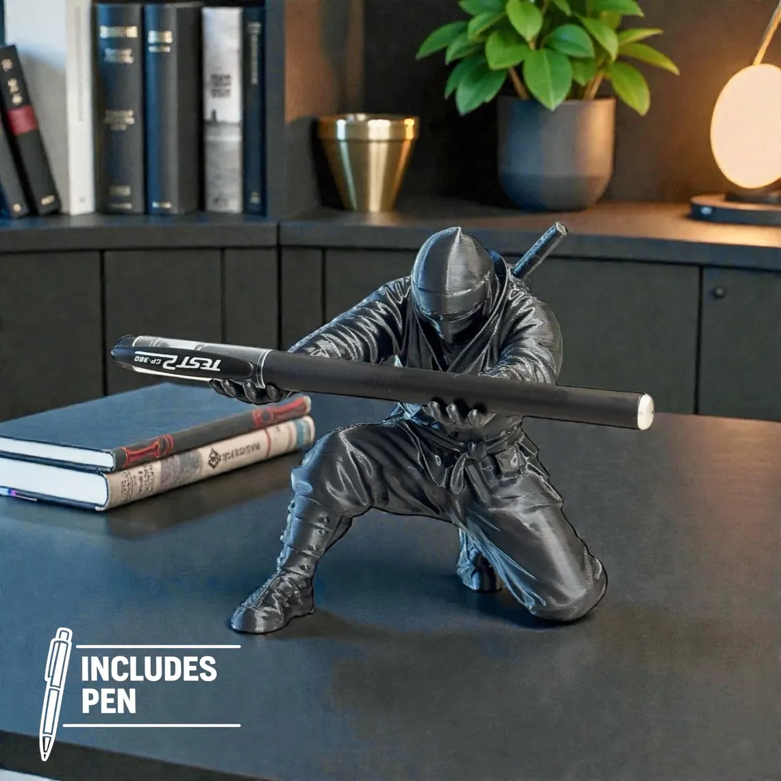 Ninja Warrior Pen Holder With Sword and Weapon Accessories