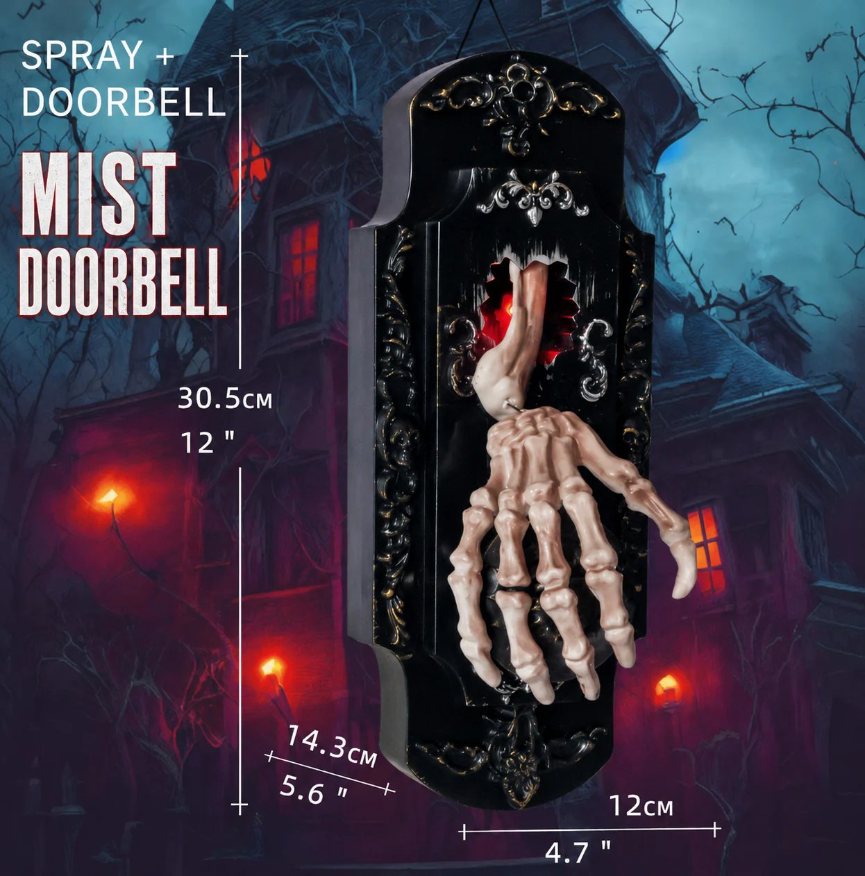 Halloween skeleton hand doorbell package contents