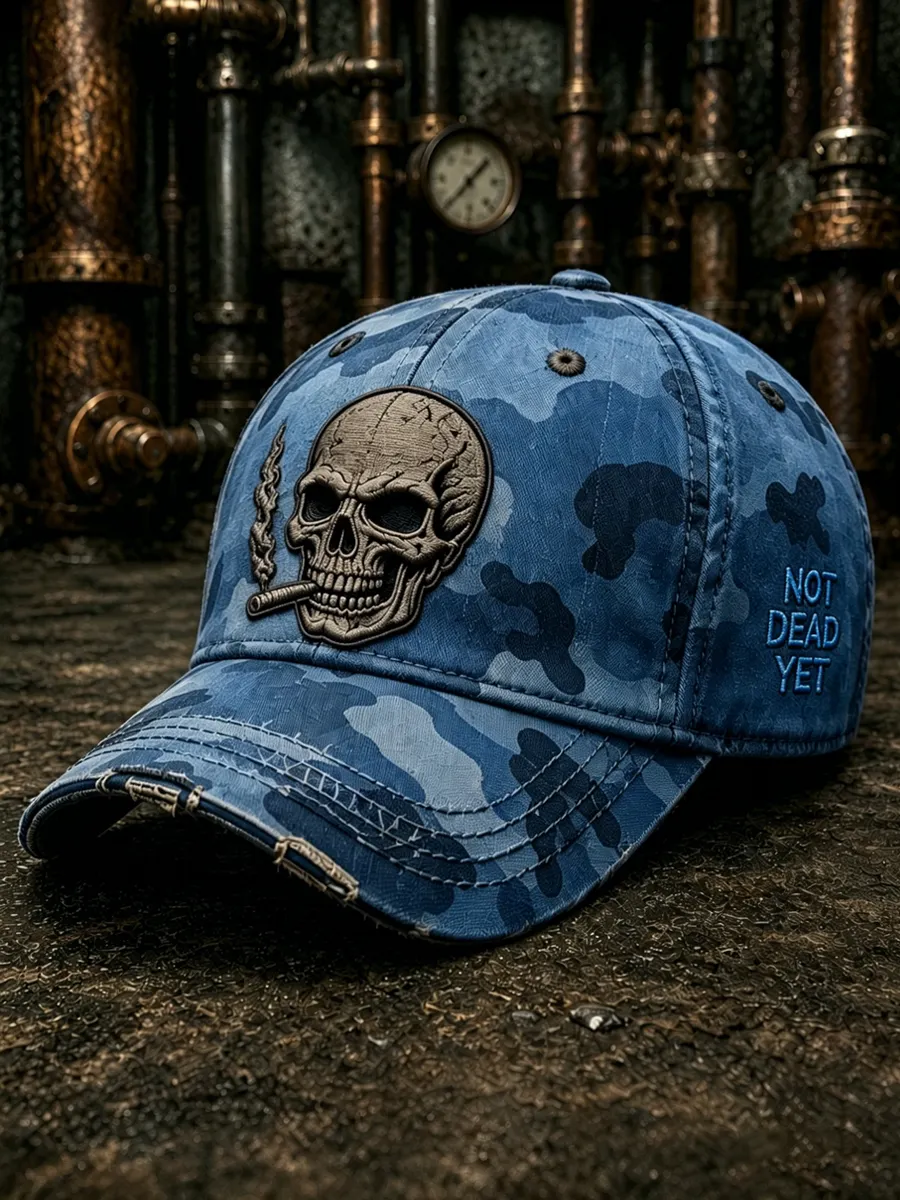 Retro Skull Art Print Casual Baseball Cap