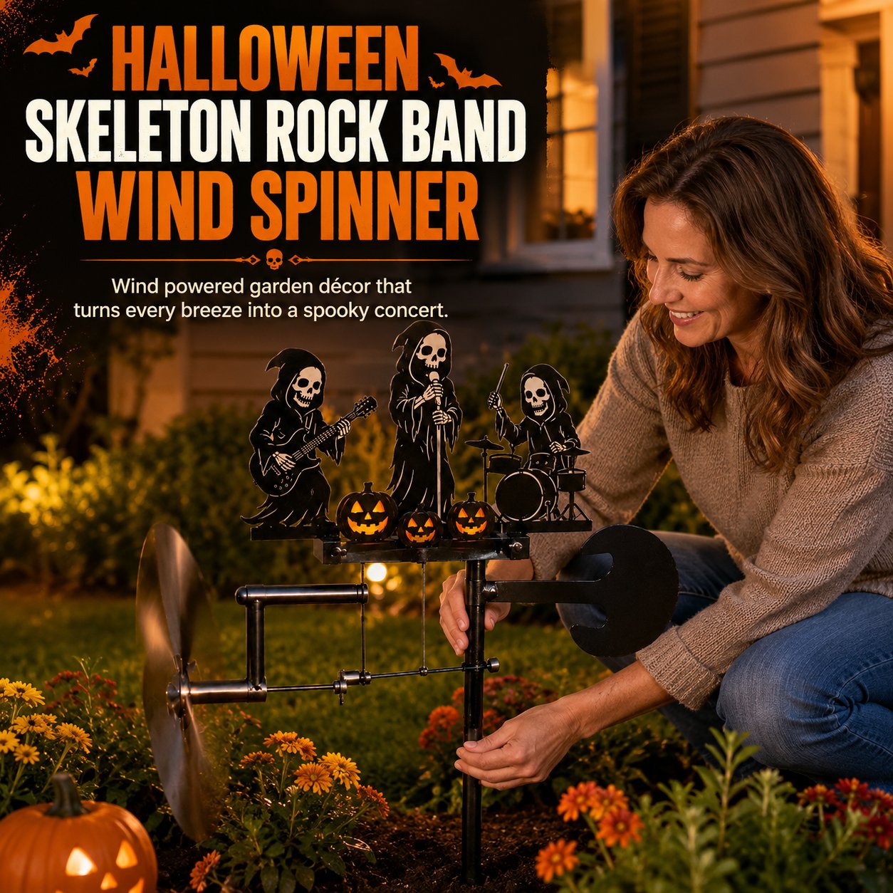 Halloween Reaper Rock Band Wind Spinner