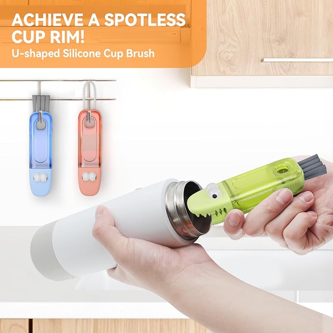 ✨3-in-1 Crocodile Brush 🐊  Deep Cleaning for Narrow Cup Lids & Tableware Gaps 🧼