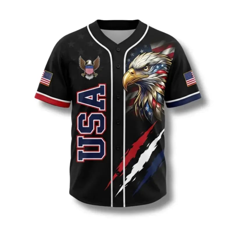 🦅Unisex Patriotic USA Eagle All-Over Print Baseball Jersey