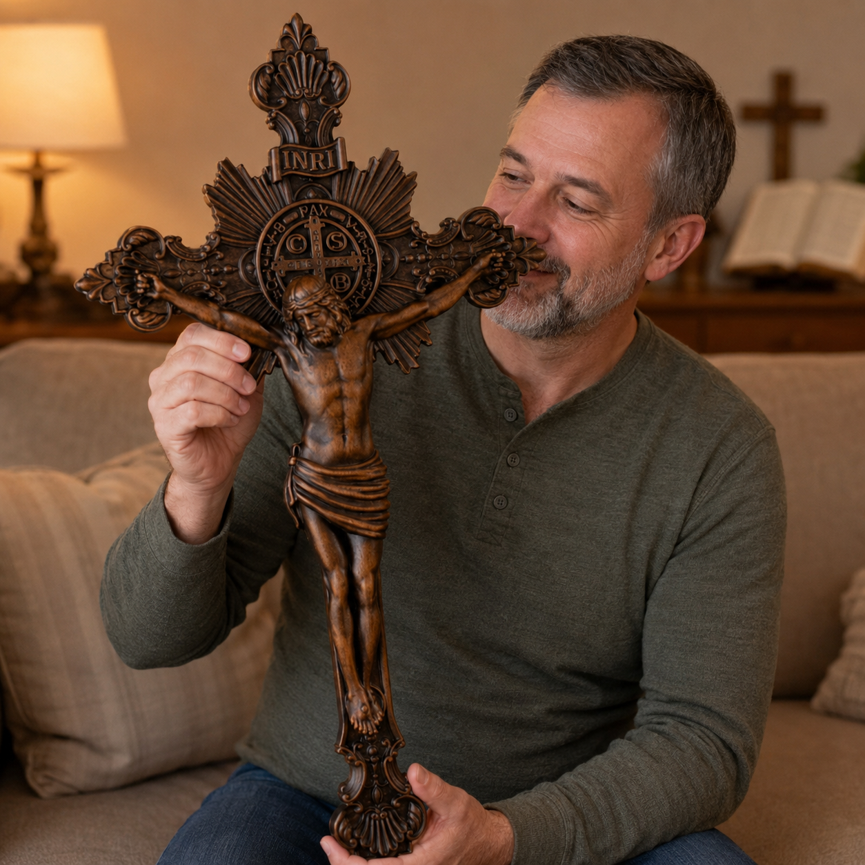 St. Benedict Exorcism Cross carved - Bless you and your family