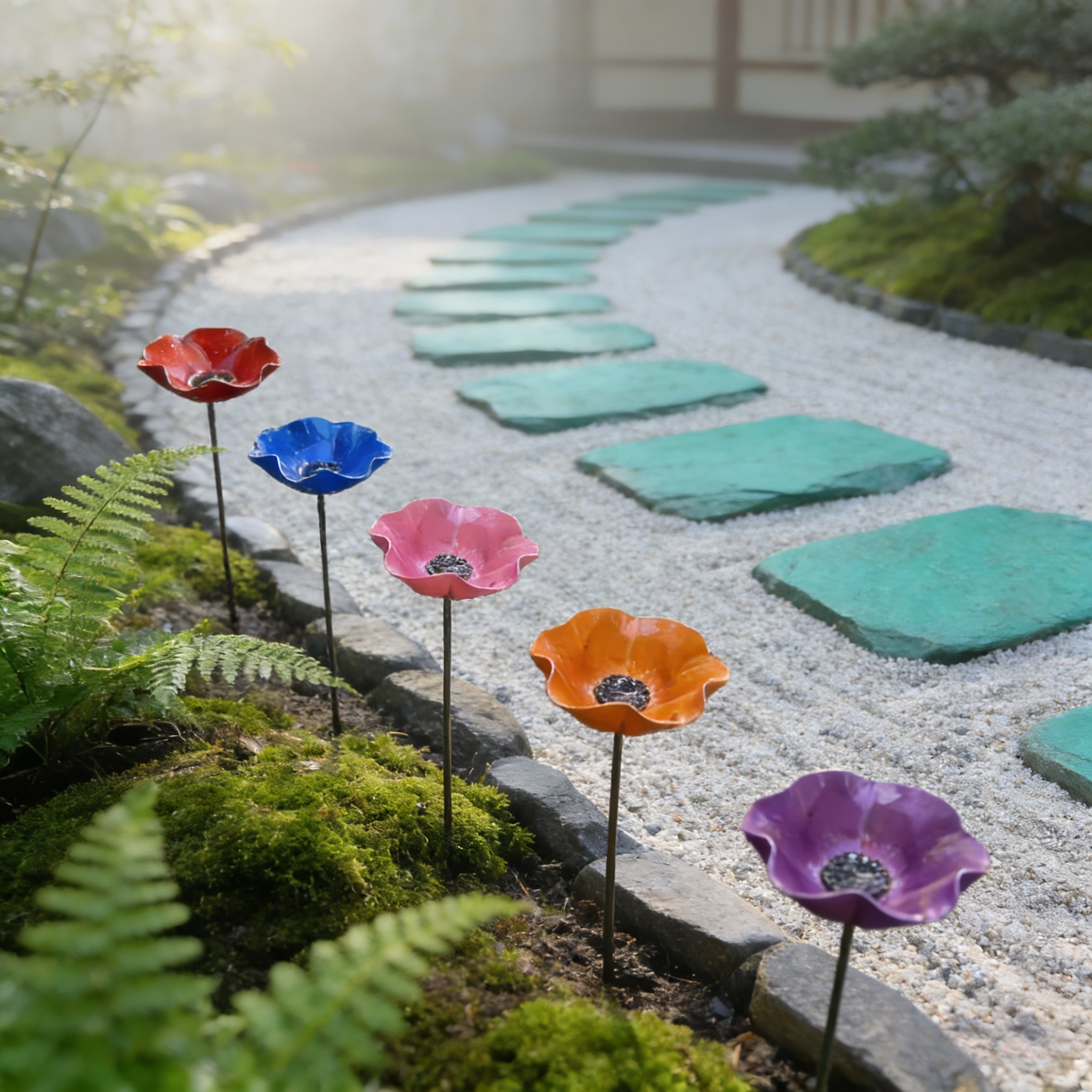 Handmade Metal Flower Bird Bath & Pollinator Water Station