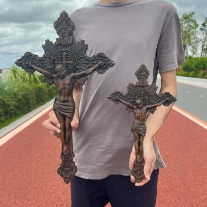 St. Benedict Exorcism Cross carved - Bless you and your family