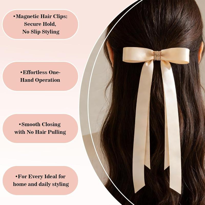 Magnetic bow hair clip, strong magnetic claw clip, seamless two-in-one design