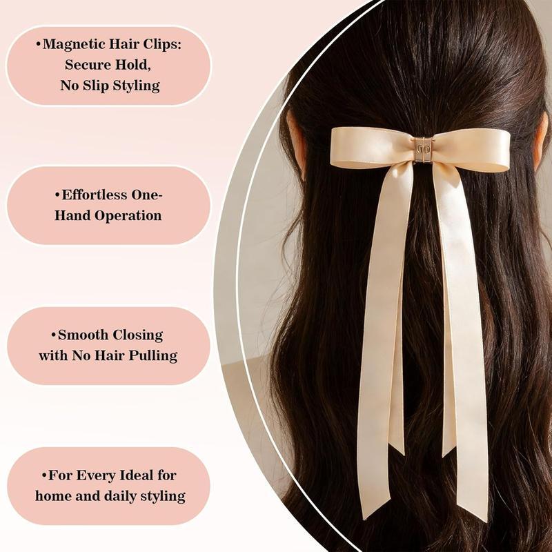 Magnetic bow hair clip, strong magnetic claw clip, seamless two-in-one design