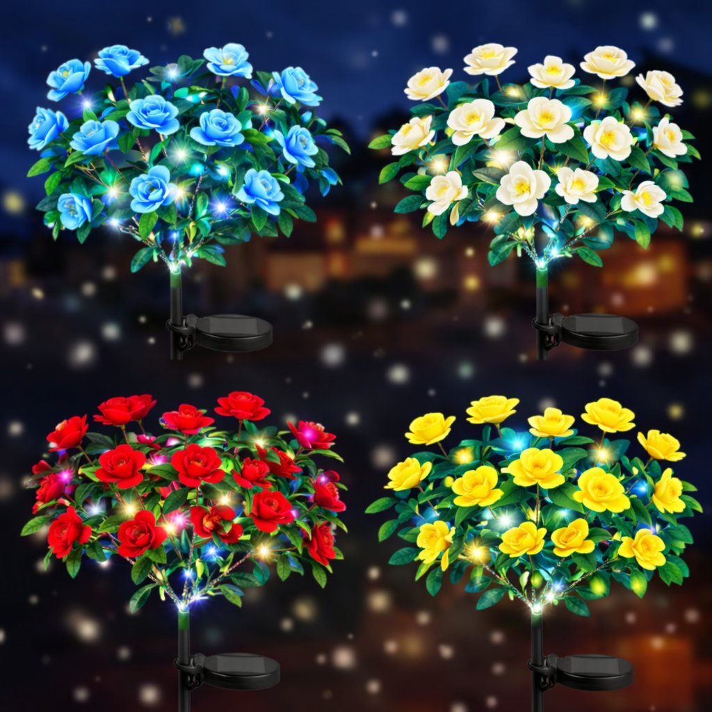 🌸✨ EverGlow Memorial Garden Bloom Lights – Featuring Ultra-Realistic Artificial Petals, Solar-Powered & Weatherproof🏡🌪️