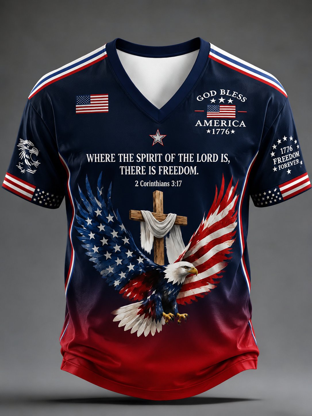 Men's God Bless America Faith Printed T-Shirt